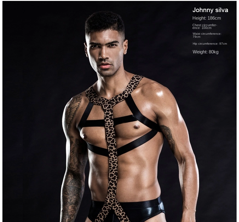 Adult Nightclub Gay Performance Leopard Print Uniform Sexy Lingerie for Men