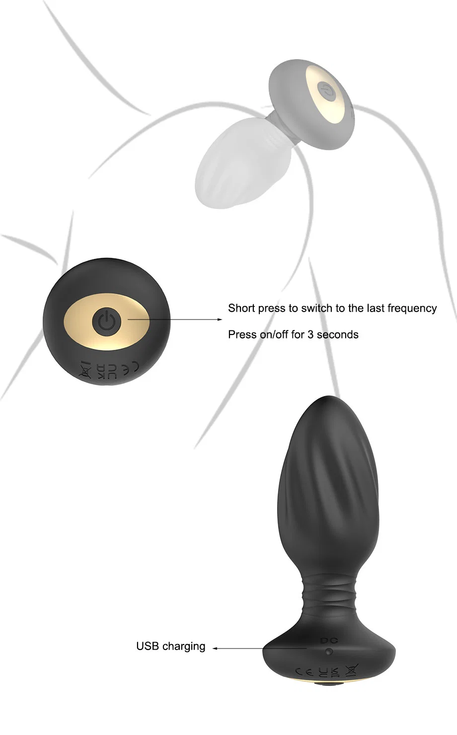 Vibrating Anal Plug Vibrator Prostate Massagers Anus Sex Toys for Men, Women and Couples